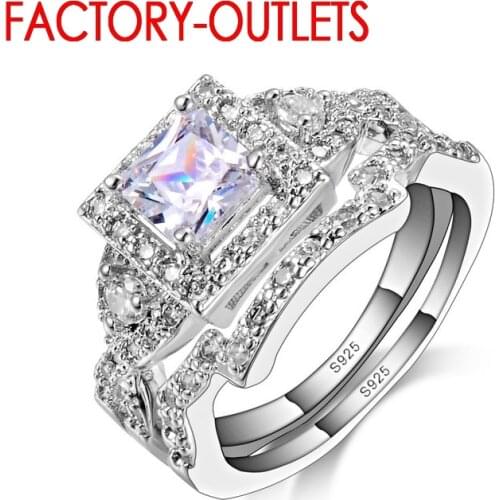 925 Sterling Silver Engagement Ring Romantic Fashion Jewelry Elegant Crystal Bezel Setting Women Girls Wholesal