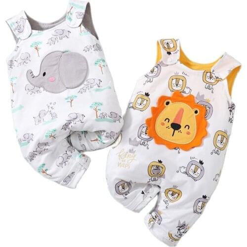Baby Clothes Summer Infant Girls Boys Cartoon Animal Romper Sleeveless Overall Cotton Jumpsuit Outfits 0-18 Months