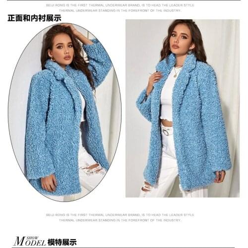 New Women Winter Warm Faux Fur Coat Thick Women Long Coat Turn Down Collar Women Warm Coat With Belt Casaco Feminino