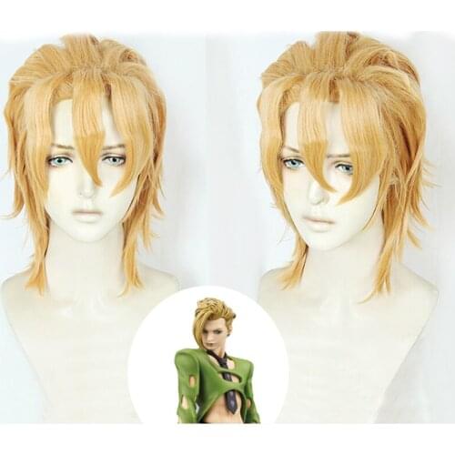 Anime JoJos Bizarre Adventure Golden Wind Pannacotta Fugo Short Blond Wig Heat Resistant Synthetic Hair Wigs
