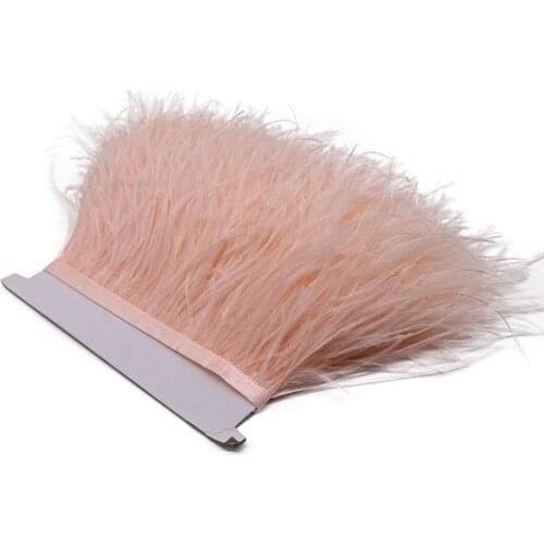 1M Leather Pink Natural Ostrich Feathers Fringe Trims Decoration Accessories For Needlework Clothes Plumes Trim Decor DIY Crafts