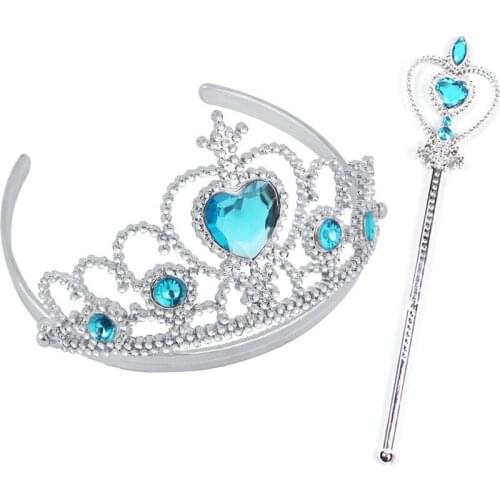 Roleplay 5Pcs Children Toys Set Ice Romance Princess Crown HeadWear Toys For Girls Magic Wand Dress Accessories kit