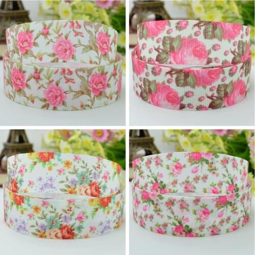 SUPWRF 16 22mm 1" 1.5" 50 75mm Flowers Pink Girls Printed grosgrain ribbon hair bow DIY hair accessories decoration 50Y B0929