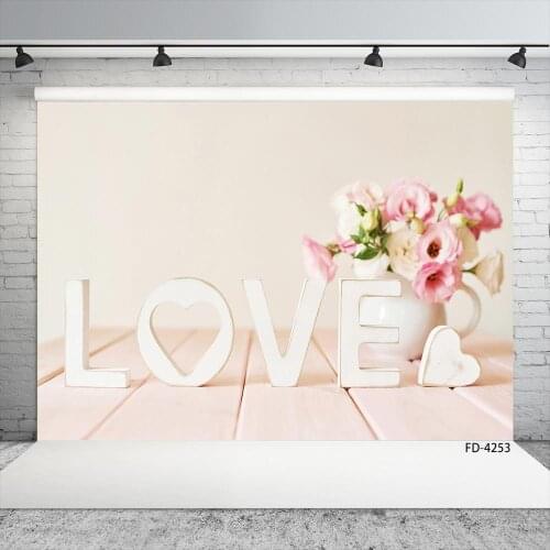 Love Heart Flower Wooden Board Floor Backgrounds Baby Shower Children Portrait Photography Backdrops For Photo Studio Props