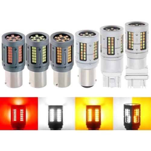 2PCS BAY15D led brake light 1157 7443 3157 led bulb 2016 72smd canbus lamp white yellow T20 T25 signal light dual color 12V-30V