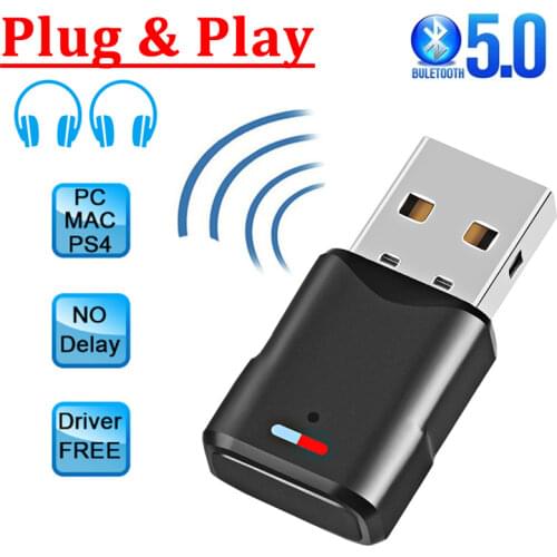 USB Bluetooth 5.0 Audio Transmitter No Delay Wireless Adapter For Macbook PC Notebook PS4 Pro Nintendo Switch Pairing 2 Headsets