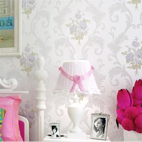 Wellyu Pastoral wallpaper European pastoral gilding flower stereoscopic engraving non-woven wallpaper living room wallpaper