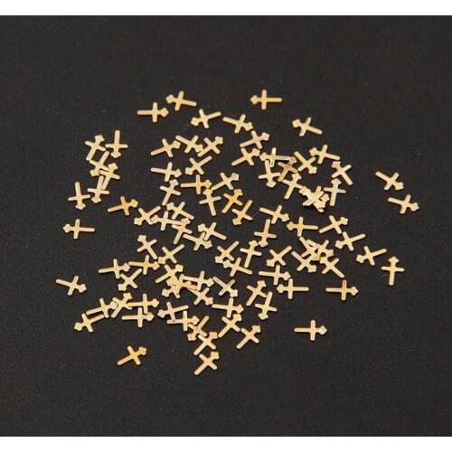 100Pcs/Lot Gold/Silver Metal Nail Decals Ultra Thin Cross Nail Sequins UV Gel Polish 3D Nail Art Decorations Accessories