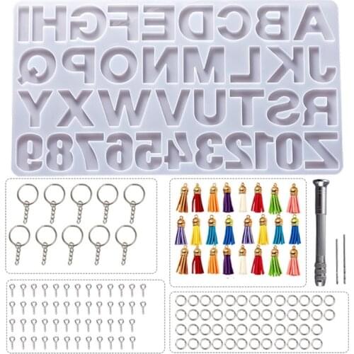 1 Set Crystal Epoxy Resin Mold Alphabet Letter Number Pendant Casting Silicone Mould DIY Crafts Jewelry Keychain Making