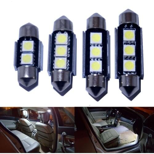 100pcs Hight quantity 36mm 39mm 41mm 3 SMD 5050 LED White Car Dome Bulbs Festoon CANBUS Error Free License Plate Lights DC 12V