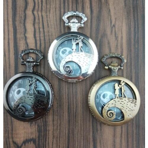 2020 The Nightmare Before Christmas Quartz Pocket Watch Analog Pendant Necklace Mens Womens Watches Xmas Gift