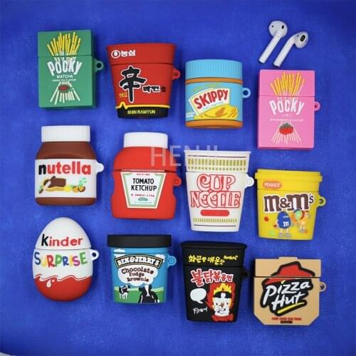 3D Noodles Cookies Chocolate Case for AirPods 1 2 Charing Box Funny Food Silicon Wireless Bluetooth Earphone Protective Cover