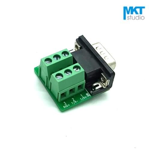 5Pcs Sample Right Angle Male Female DB9 D-sub Connector To 6 Pins Terminal Block PCB Adapter Module, RS232 To RS485, G8, M8