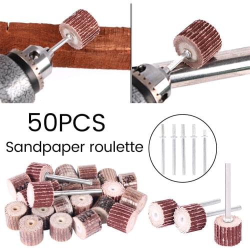 50pcs Sandpaper Roulette Mini Drill Tools Grit Flap Wheel Sander Sanding Disc Replacement Abrasive Grinder Rotary Tools 80-120