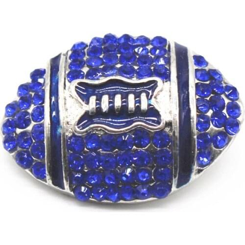 6pcs/lot Sport Snap Jewelry Enamel Bull Full Rhinestone Football Snap Buttons Fit 18mm /20mm Ginger Snap Bracelet DIY Jewelry