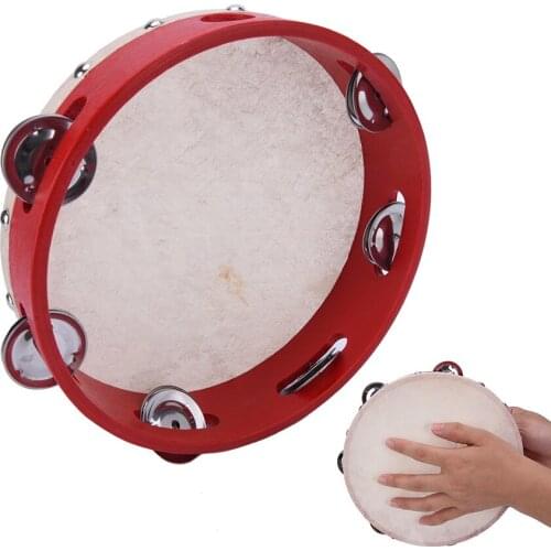 IRIN 8" Red Musical Tambourine Tamborine Drum Round Percussion Gift KTV Party Baby early education toy A good helper for mom