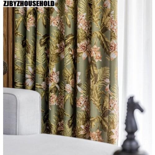 American Pastoral Flowers Curtains for Living Room Modern Light Printing Curtains for Dining Room High Shading Windows
