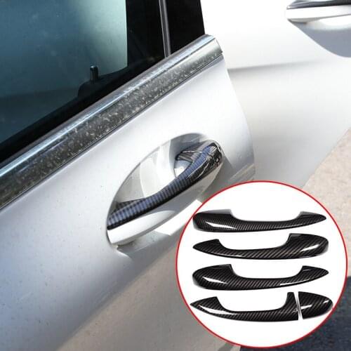 For Mercedes Benz GLC X253 C Class W205 2015-2018 Car Accessories 5 Pcs ABS Chrome Door Handle Trim LHD Carbon Fiber