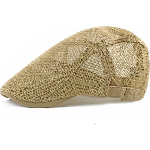 HT2215 Beret Spring Summer Men Women Cap Adjustable Newsboy Ivy Flat Cap Breathable Mesh Cap for Men Women Solid Plain Beret Cap