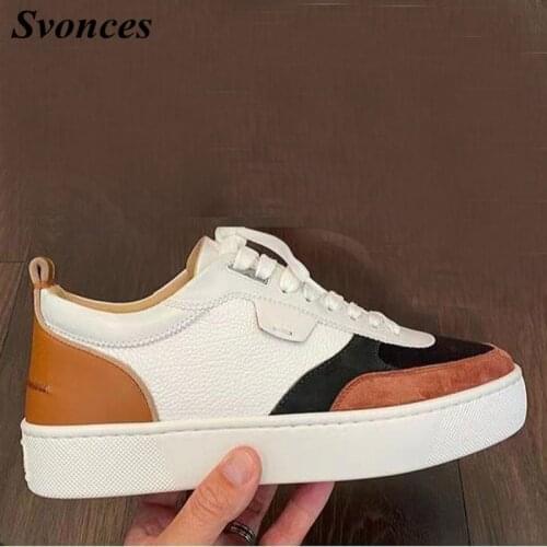 Big Size 48 Designer White-Brown Patchwork Sneaker Lace Up Low-top Casual Shoes Men Trainers Sneaker Zapatillas Hombre Deportiva