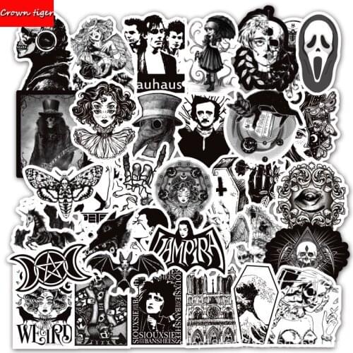 Black white punk gothic Girl Skull stickers decal for book laptop computer skateboard guitar luggage bicycle car waterproof diy
