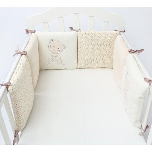 Cute Bear Print Baby Bed Bumper Set 6Pcs ,Decorative Pillows For Kids bed,Bumpers In The Baby Crib ,Baby Cot Protector Pillows