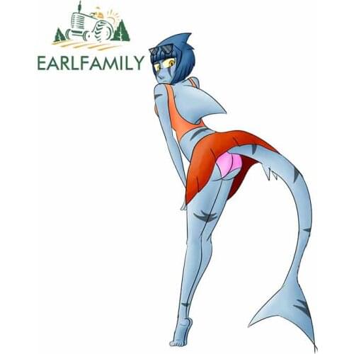 EARLFAMILY 13cm x 10.8cm Shark Muscular Sticker Car Body Decor Cartoon Car Stickers Car Accessories Creative Car Styling Decal