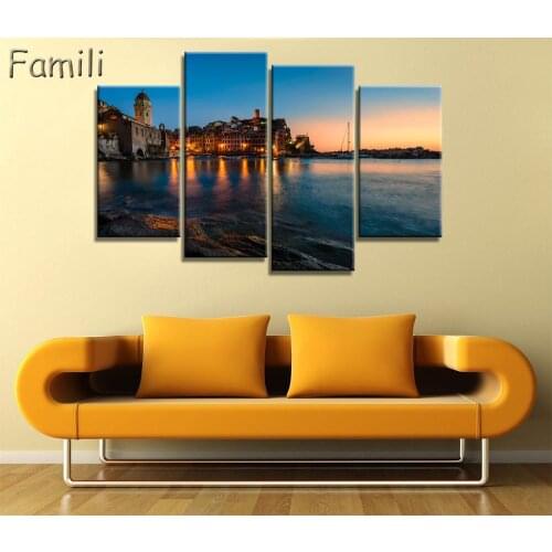 Hot Sale Landscape Canvas Painting 4 Pieces Wall Art Spectacular Sunshine Wall Picture For Living Room