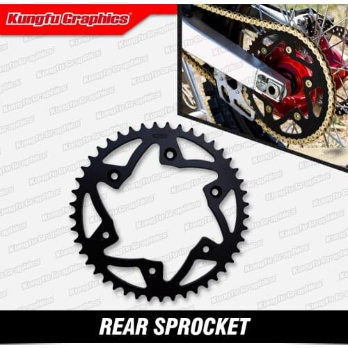 KUNGFU GRAPHICS Black Steel Sprocket Rear 45 47 49 52 T for CR CRF XR 125 150 230 250 500 450 400 650 R (Chain Size 520)