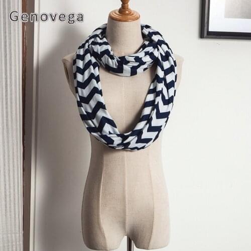 Genovega Men Pocket Scarf Women Autumn Winter Warm Infinity Scarf Male All-match Lady Ring Scarves Loop Stripe Scarf Female