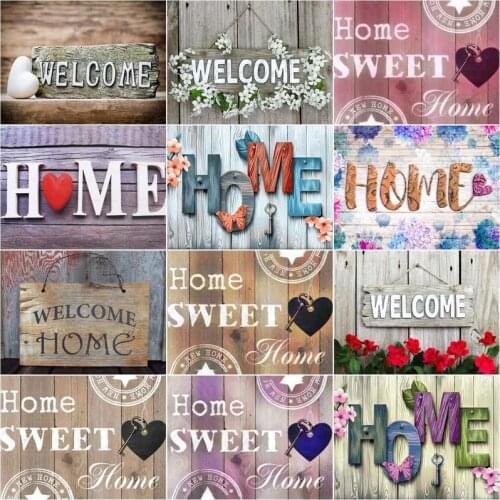 CHENISTORY Frameless Picture By Numbers Home Sweet Letter Acrylic Drawing Canvas Oil Painting Home Decoration Art Unique Gift