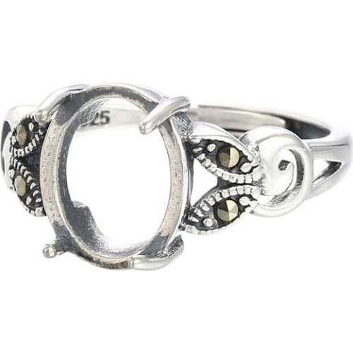 Ring Setting for 9x11mm Oval Cabochons Ring Blank Thai Sterling Silver Rhinestone Adjustable Band Ring Base SR0352