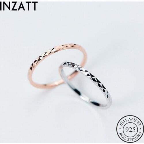 INZATT Real 925 Sterling Silver Minimalist Round Ring For Fashion Women Party Pattern Fine Jewelry Punk Geometric Accessories