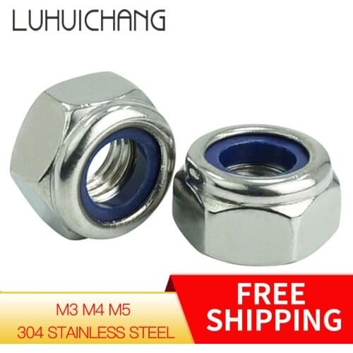 LUCHANG M3 M4 M5 304 Stainless Steel Nylon Hexagon Self-locking Insert Thread Hex Nut Slip Locking Clamping Mechanical Nut