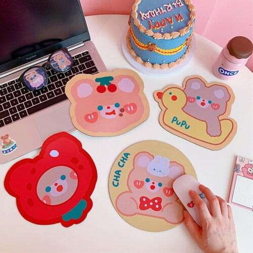 Kawaii Table Mats Ins Desktop Mat Mini Rabbit Bear Water Coaster Stickers Scrivania Cute Mouse Pad Hot sale deskpad PC Gamer