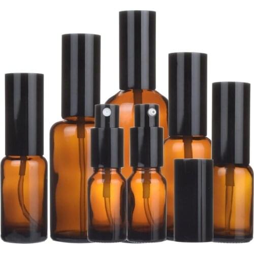 20pcs 5ml/10ml/15ml/ 20ml/30ml/50ml/100ml Refillable Press Pump Glass Spray Bottle Oils Liquid Container Perfume Atomizer Travel