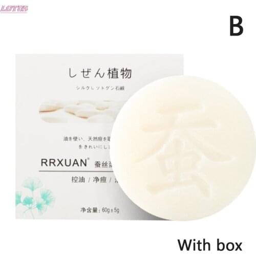1PC Handmade Goat Milk Silk Soap Shrink Pores Anti Acne Treatment Oil Moisturizing Whitening Mites Remover Soap Face Cleaner