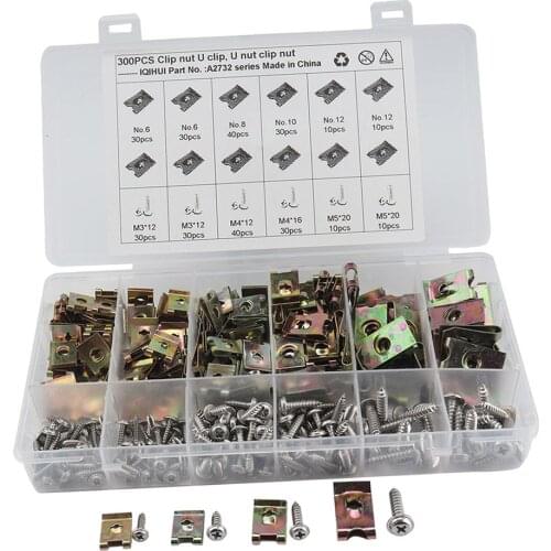 300Pcs Automotive Car Screw & U Nut Assortment Kit With Storage Case