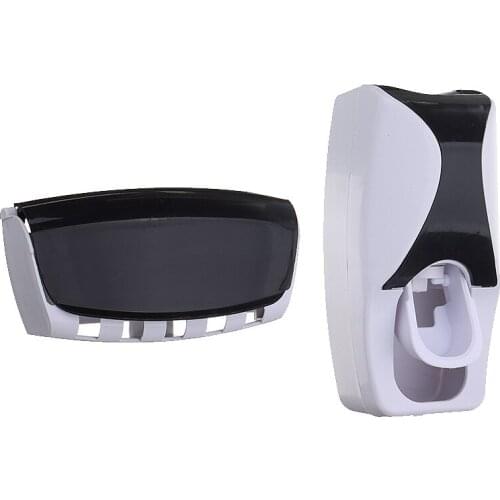 Wall Mounted ABS Auto Automatic Toothpaste Dispenser & 5 Toothbrush Holder Set For Bathroom Accessories Practical