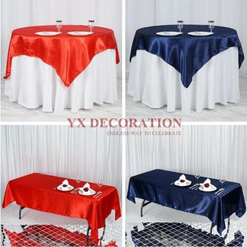 Wholesale Price Seamless Satin Table Cloth Wedding Tablecloth Overlay For Banquet Event Decoration