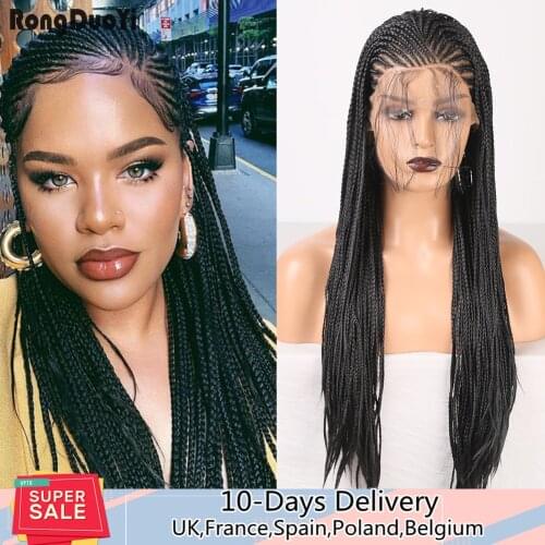 Braided Box Braids Wig Synthetic Lace Front Wigs for Women Long Hair Lace Wig with Baby Hair High Temperature Fiber Cosplay Wigs