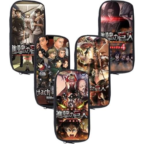 3D Print Anime Attack on Titan Pencil Case Kids Storage Cosmetic Bag Cartoon School Supplies Stationery Zipper Make Up Box Hot