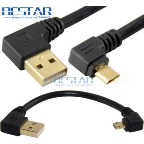 Gold plated 15CM 1M USB 2.0 A Male Left Angled to Micro B Micro-USB 5 Pin 5PIN Male Plug Right Angle 90 degree Cable Adapter