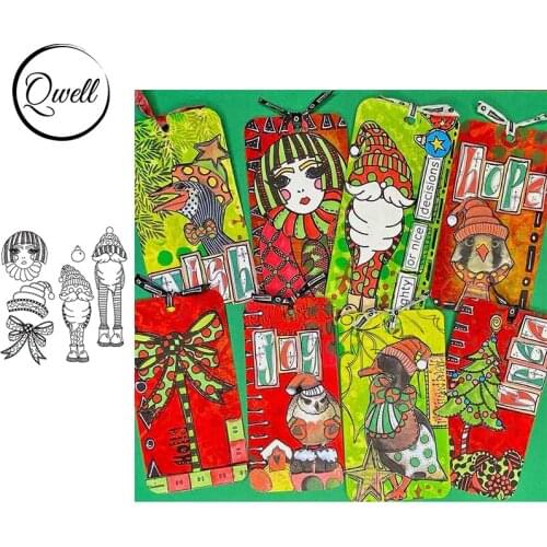 QWELL Clear Stamps Christmas Gnome Hat Bell Ornament for DIY Scrapbooking Album Craft Paper Cards 2021