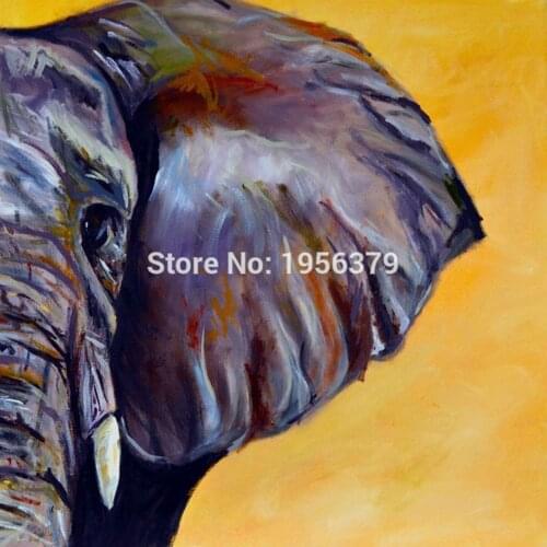 Handmade Elephant Ears Oil Pianting on Canvas No Frame Wall Oil Painting for Home and Hotel Decoration Modern Animals Painting
