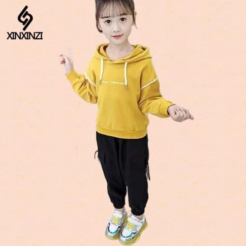 School Girls Sportswear Cotton Letter Sweatshirt Sweatpant Kids Girl Tracksuits Sets 4 5 6 7 8 9 10 11 12 13 Years Child Clothes