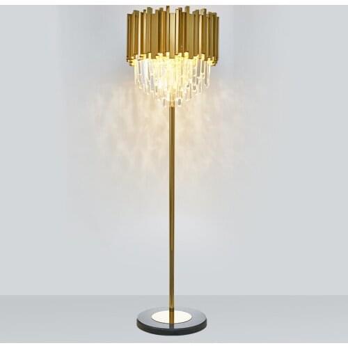 Modern Luxury Atmosphere Crystal Strip Floor Lamp American Creative Living Room Hotel Lobby Model Room Golden Lamp