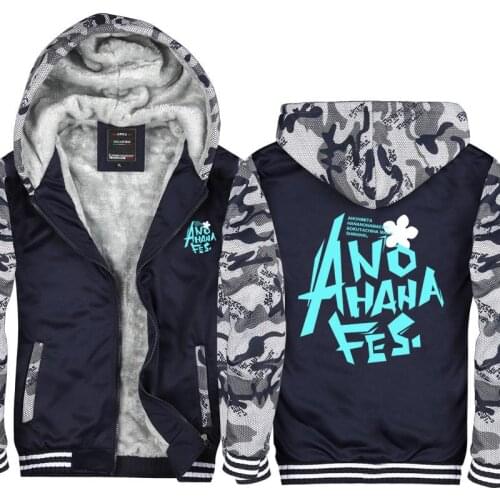 Unisex Anime Anohana Fes Hoodie Thick Fleece Hooded Hoodie Sweatshirts Jacket Top Coat