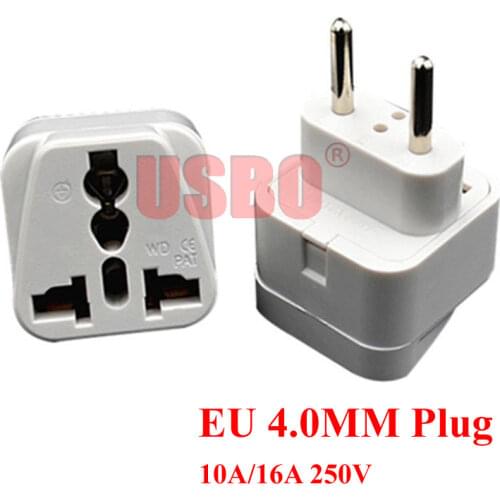 Black white 10A 250V Europe 4.0mm pins electrical AC plug AU/UK/US/EU to Italy Swiss Brazil travel adaptor plug socket converter