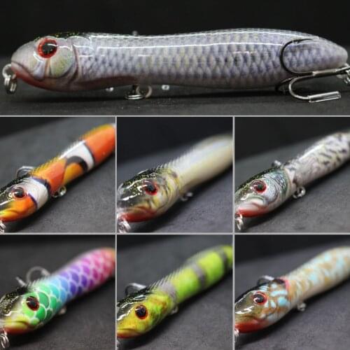 WLure 9.8cm 16.5g Long Casting Topwater Popper Walking Dog Lure 2 #4 Treble Hooks Lifelike Painting Fishing Lure HW769